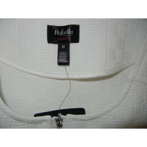 NWT Rafaella Cardigan Jacket White Front Zipped 3/4 Sleeve With Pockets Size 14 - Picture 3 of 7